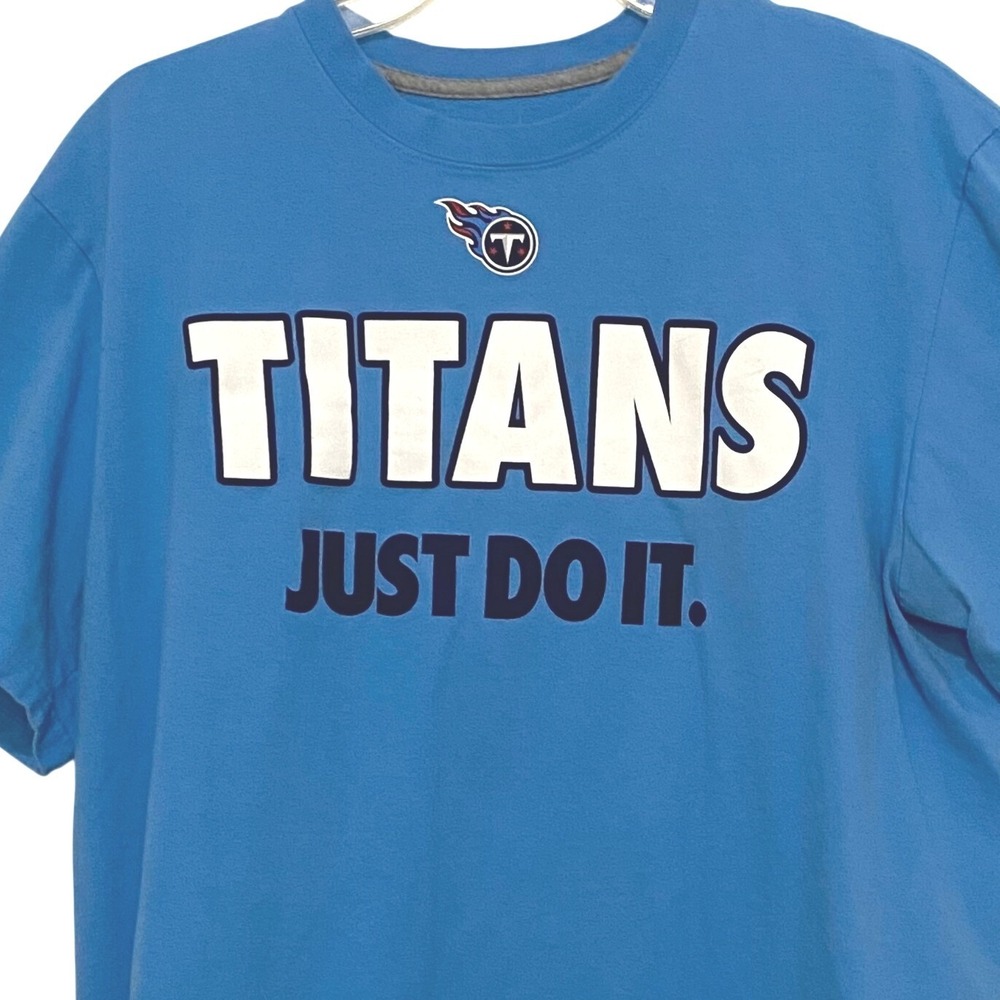 Nike Just Do‎ It Tennessee Titans T-Shirt XL Light Blue NFL Football Sports Crew